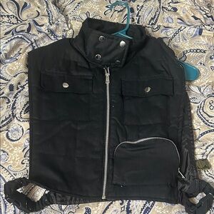 Women's Black Vest with Zipper and Snap Buttons